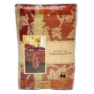 Mendocino Fall Tablecloth Oblong Rectangle 60x102 Autumn Leaves Thanksgiving